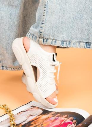 Женские белые босоножки сандали спортивные на низком ходу сандалии текстиль1 фото