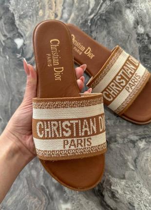 Шлепанцы christian dior slides brown