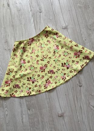 Красивая юбка мини желтая в цветы 14 хл