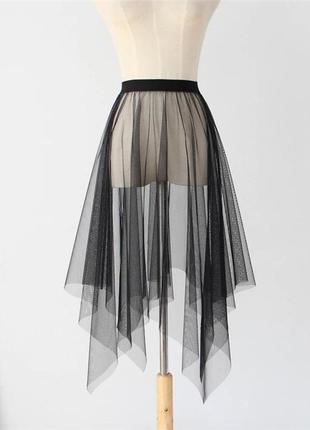 Трендовая асимметричная юбка из фатина