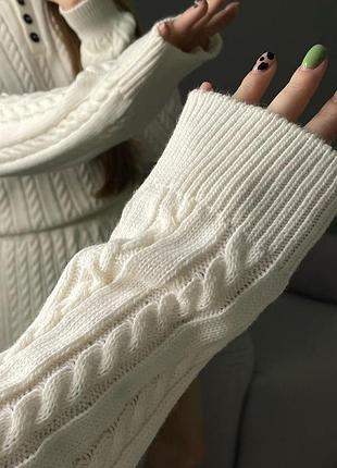 Преміальний молочний вʼязаний костюм в стилі олд мані спідниця міні+джемпер xs s m 42 44 466 фото