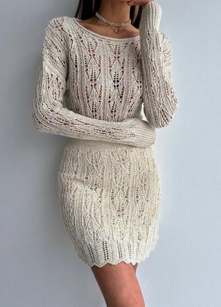 Невероятный ажурный костюм кофточка свободного кроя юбка с высокой посадкой на резинке короткая3 фото
