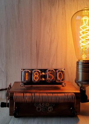 Nixie clock. ламповий годинник-лампа у стилі loft(classic)