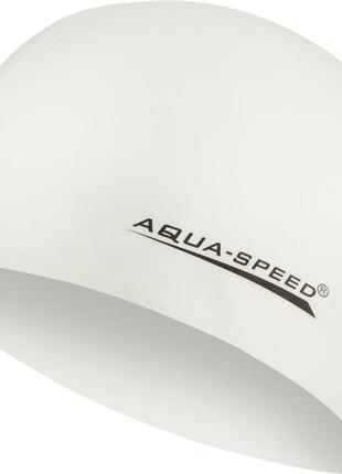 Шапка для плавання aqua speed mega 100-05 біла (5908217635433)