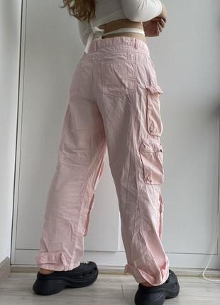 Рожеві оверсайз карго штани2 фото