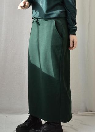 8387\150 теплая зеленая юбка с начесом zara l4 фото