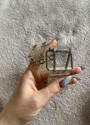 Прозорий срібний ремінь з двома дирками2 фото