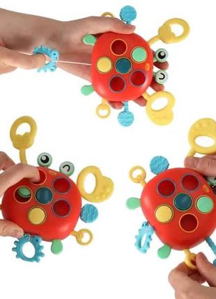 Детская игрушка монтессори для сенсорного развития crab red2 фото
