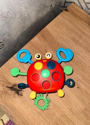 Детская игрушка монтессори для сенсорного развития crab red