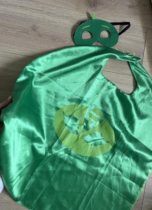 Яркий карнавальный костюм супергероя геко зеленый pj masks супергерои маска и плащ