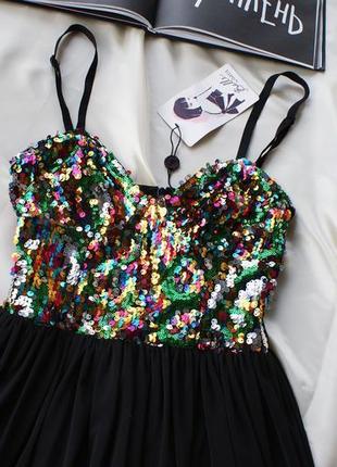 Брендовое коктельное платье корсетный топ пайетки меди3 фото