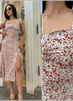 Сарафан сукня ♥️ миди на завязках, цветочный принт7 фото