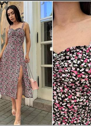 Сарафан сукня ♥️ миди на завязках, цветочный принт8 фото