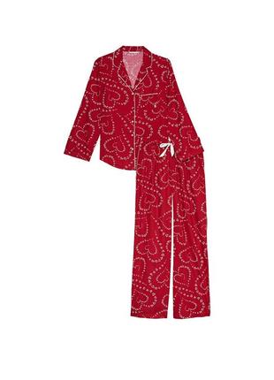 Жіноча піжама flannel long pajama set lipstick victoria's secret