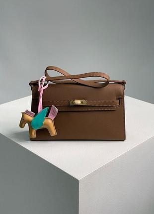 Сумка в стиле hermes kelly pochette brown/gold