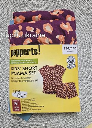 Pepperts піжама 134/140 р на дівчинку пижама на девочку летняя літня шорти футболка комплект шорты набор