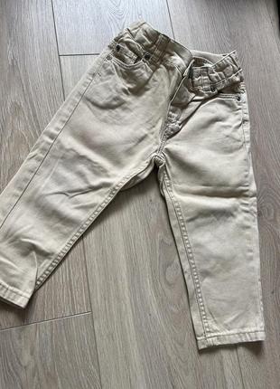 Светлые брюки на рочек h&amp;m 9-12 беж коричневые летние легкие брючные классные на праздник