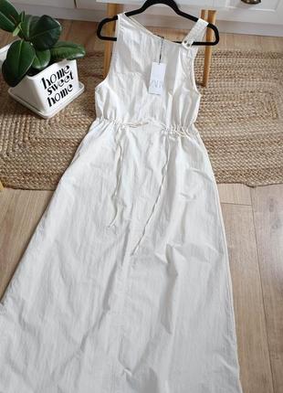 Нейлонова сукня міді асиметричного крою від zara, розмір l**
