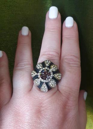 Sale ! кольцо с камнем и стразами, бижутерия, размер 18-18,52 фото