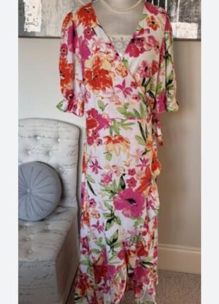 Льняное платье с цветочным принтом f&amp;f, р.10