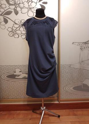 Трикотажное платье миди на подкладке и молнии большого размера2 фото