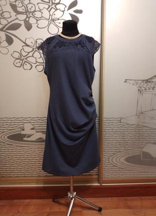 Трикотажное платье миди на подкладке и молнии большого размера1 фото