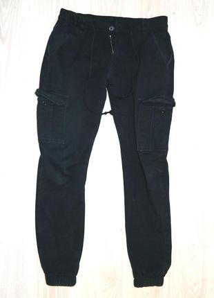 Джинсы мужские стрейчевые черные с карманами по бокам стрейч размер 32