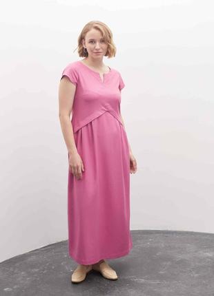 Максі плаття season із льону пудрово-рожевого кольору