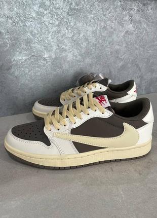 Мужские кроссовки travis scott x air jordan 1 low og reverse mocha 40-41-42-45-46