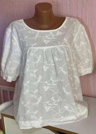 Котонова біла блузка котонова блуза  з вишивкою блузка для вагітних
