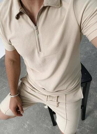 Чоловічий костюм мустанг рубчик футболка+шорти