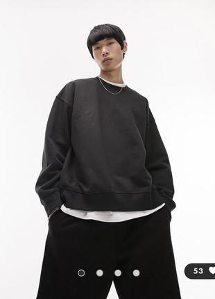 Черная толстовка оверсайз xs topman heavyweight