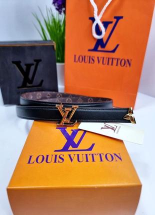 Ремінь, пояс у стилі louis vuitton, луї вітон, lv шкіряний, чорний, двосторонній2 фото