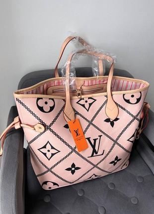 Сумка жіноча в стилі lv neverfull pink1 фото