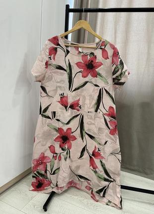 Жіноча літня сукня льон, батальна сукня
