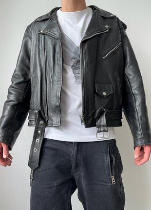 Кожаная куртка косуха байкерская кожанка мото лежанка кожаная байкерская vintage leather jacket biker avirex schott