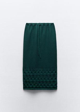 Костюм жіночий зелений трикотажний з спідницею zara new3 фото