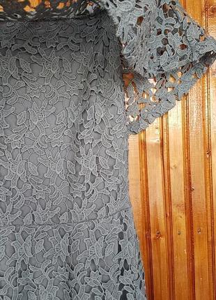 Красива мереживна сукня міді h&m з відкритими плечиками.4 фото