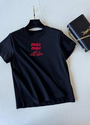 Черная футболка miu miu