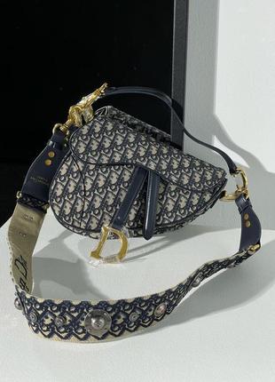 Сумка в стиле dior saddle bag with strap blue dior oblique jacquard