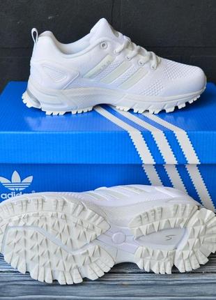 Женские белые кроссовки adidas  адидас, прочная сетка, брендовые marathon  летняя модель, спорт