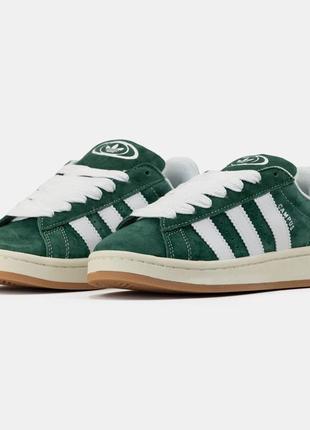 Кроссовки adidas campus dark green white1 фото