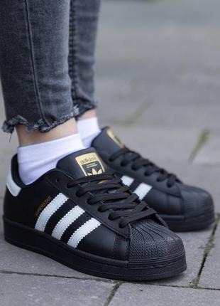 Р.36-40 кроссовки adidas superstar classic black white ad085