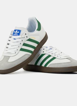 Мужские кеды adidas samba white green