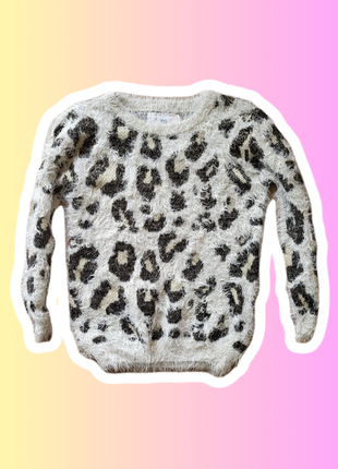 Пухнастий леопардовий светр для дівчинки