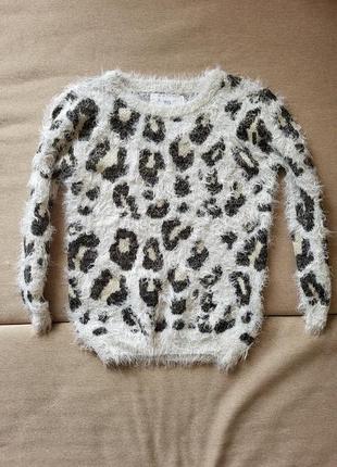 Пухнастий леопардовий светр для дівчинки4 фото
