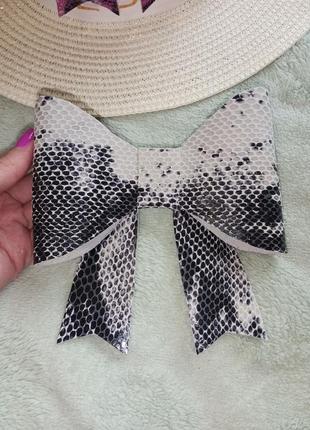 Бант заколка шпилька натуральная кожа hand made украшение на волосы голову ручная работа2 фото