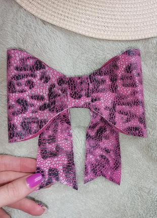 Бант заколка шпилька натуральная кожа hand made украшение на волосы голову ручная работа3 фото