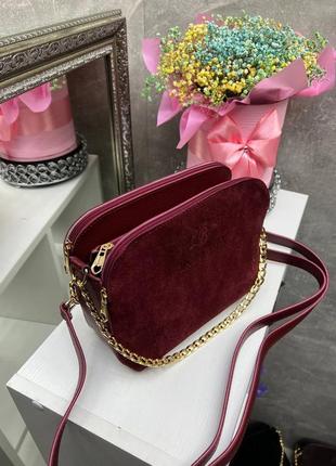 Женская стильная и качественная сумка из натуральной замши и эко кожи бордо3 фото