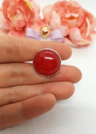 💙💍 яркое круглое кольцо натуральный камень розовый агат5 фото